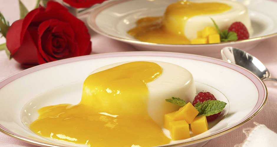 Buttermilk Panna Cotta with Mango Sauce