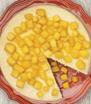 Cheesecake Topped with Diced Mango