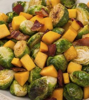 Brussels Sprouts with Mango and Bacon